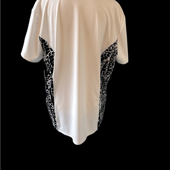 Chico's White and Black Patterned Zip Polo - Picture 4 of 6